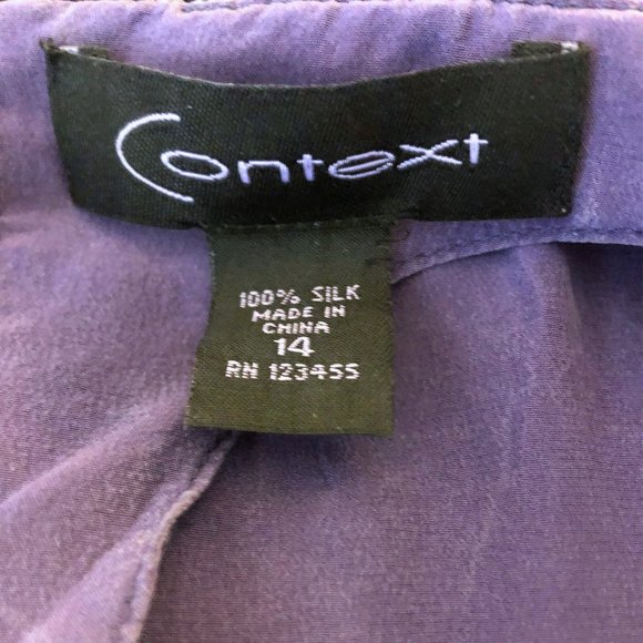 Context 100% Silk Purple Blouse, Size 14 - Picture 3 of 3